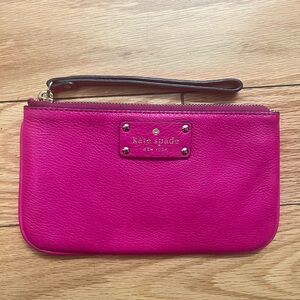 Kate Spade Hot Pink Leather Wristlet